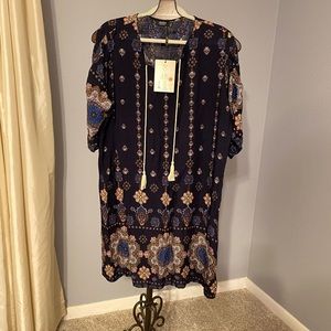 2x Ladies Bohemian print casual comfortable dress